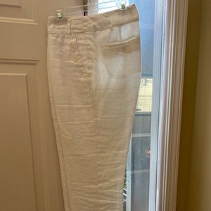 White linen capris